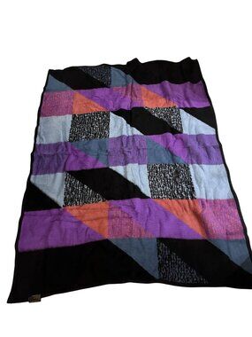 Vintage Colorful IBENA Blanket Geometric Patterns Made in Poland